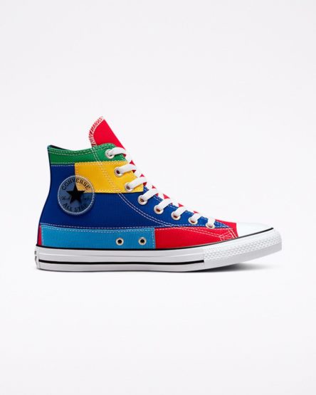 Women's Converse Chuck Taylor All Star Patchwork High Top Shoes Red / Blue | AU 9CE86U